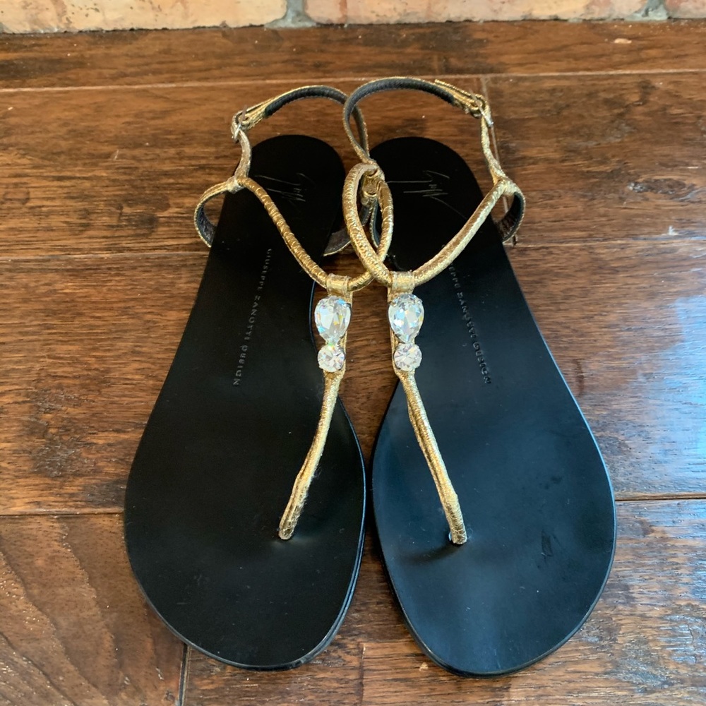 Giuseppe Zanotti Black $ Gold Crystal Sandal